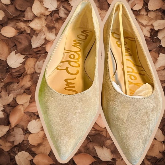 NWT Sam Edelman ‘Sally’ Pointed Toe Flats in “Oatmeal” Suede Leather Size 11 - Picture 7 of 16